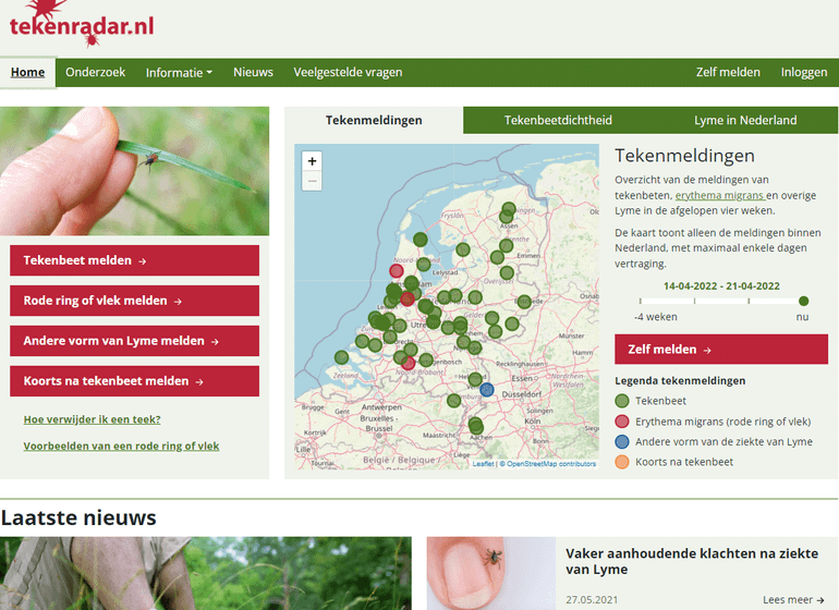Homepage van Tekenradar.nl