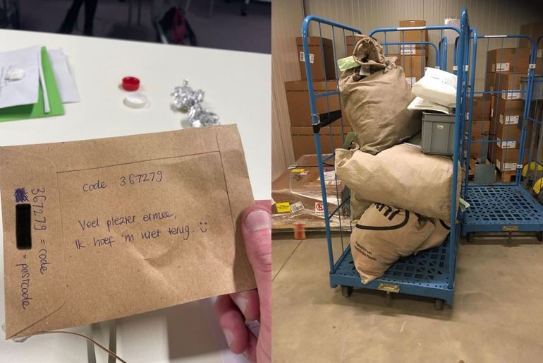 Postzakken vol met enveloppen met daarin steekmuggen