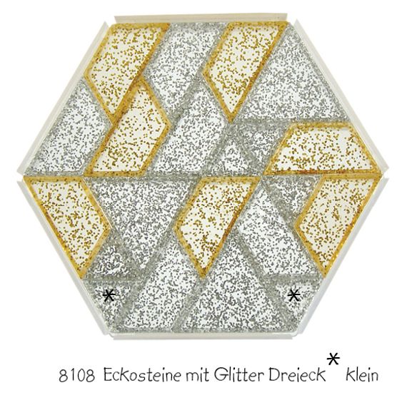 Ecksteinen gold und silber mit Glitter
