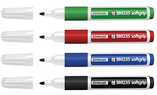 Whiteboardmarkers mit Keilspitze 1-3mm in den Farben rot, grün, blau und schwarz. Made in Germany!