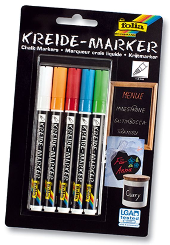 Krijtmarkers 5 stuks assortie