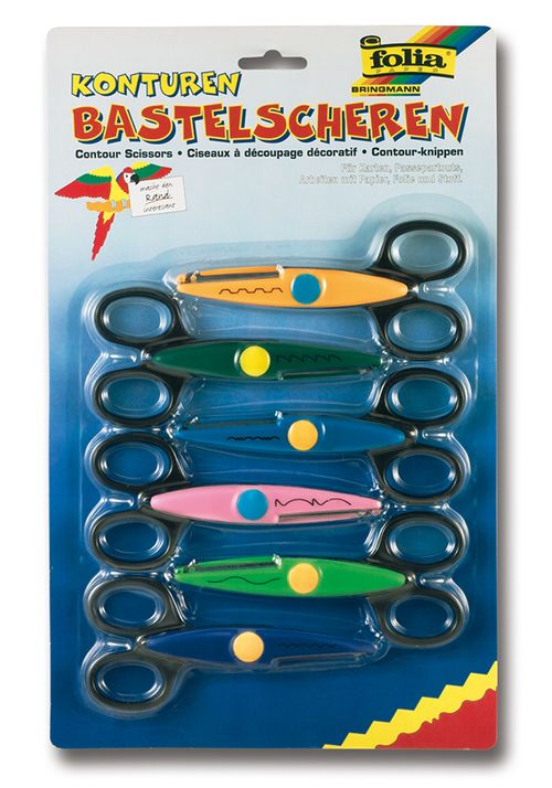 Kartelschaartjes 6 stuks assortie. Een leuke set met 6 verschillende contour-scharen.