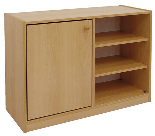Schrank mit Türe links und 2 Fachböden rechts