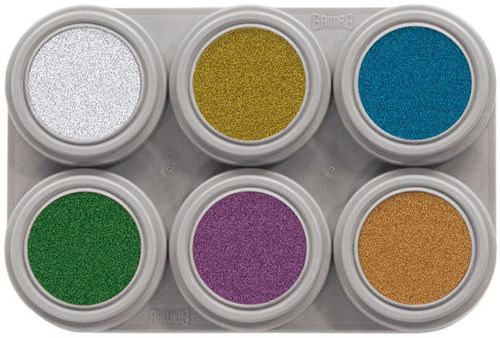 Grimas Metallic Pure ist ein extrem glänzendes, unparfumiertes und glutenfreies Wasser Make-up. 6 x 2,5ml.