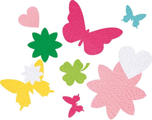 Filzstanzteile Blumen & Schmetterlinge