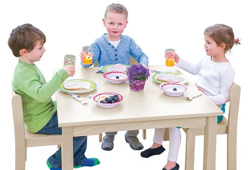 Tisch-Stuhl-Kombination Quadro mit Filzgleitern
