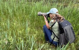 Natuurfotograaf Sabine Bos aan het werk