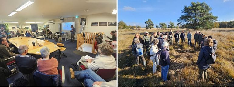 De workshop begon binnen, maar natuurlijk werd ook de praktijk bekeken, met prachtig weer