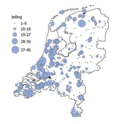 Overzicht van het aantal waargenomen soorten winterbloeiers per plantenjacht