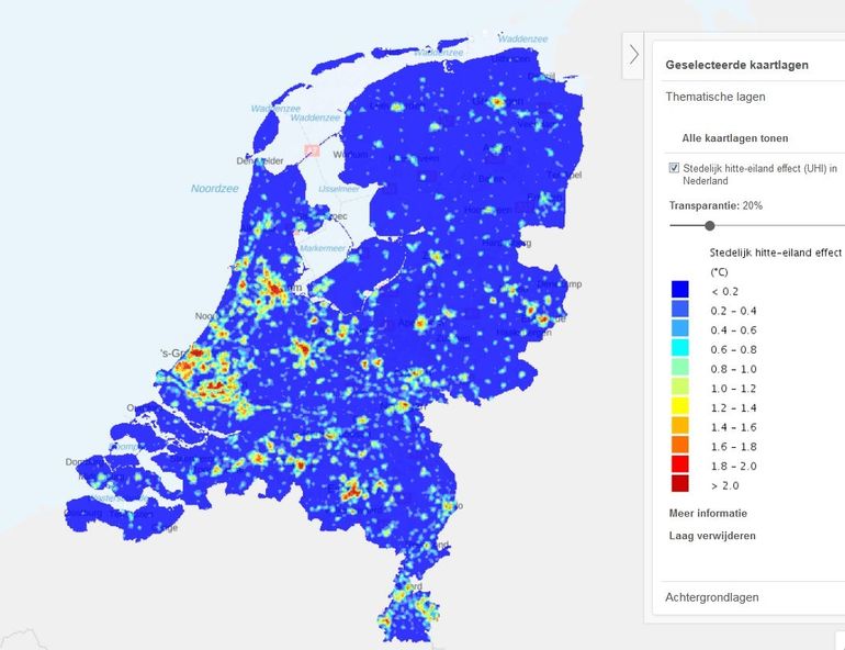 Stedelijk hitte-eiland effect in Nederland