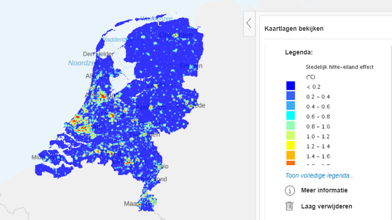 Stedelijk hitte-eiland effect in Nederland