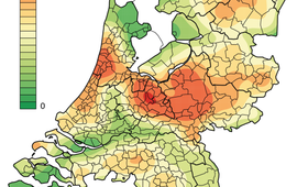 Dichtheid van tekenbeetmeldingen gemeld via Tekenradar.nl in 2012 en 2013