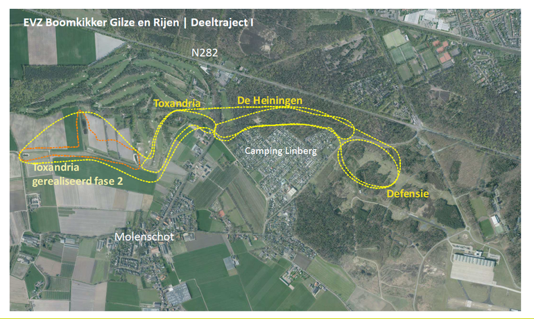 De ligging van de zone bij Gilze en Rijen