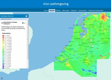 Kaart Bodemdaling in de diepe ondergrond 