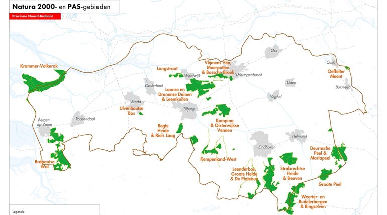 Natura 2000- en PAS-gebieden Noord-Brabant