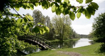 Brug over een winkanaal. Hier wordt het water, na drie maanden natuurlijk te zijn gezuiverd, verzameld