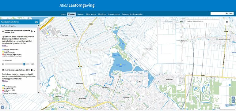 Combinatie Percentage Normoverschrijdende stoffen 2016 en Som Normoverschrijdingen 2016