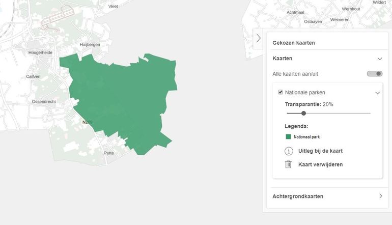 Grenspark Kalmthoutse Heide op kaart Nationale Parken