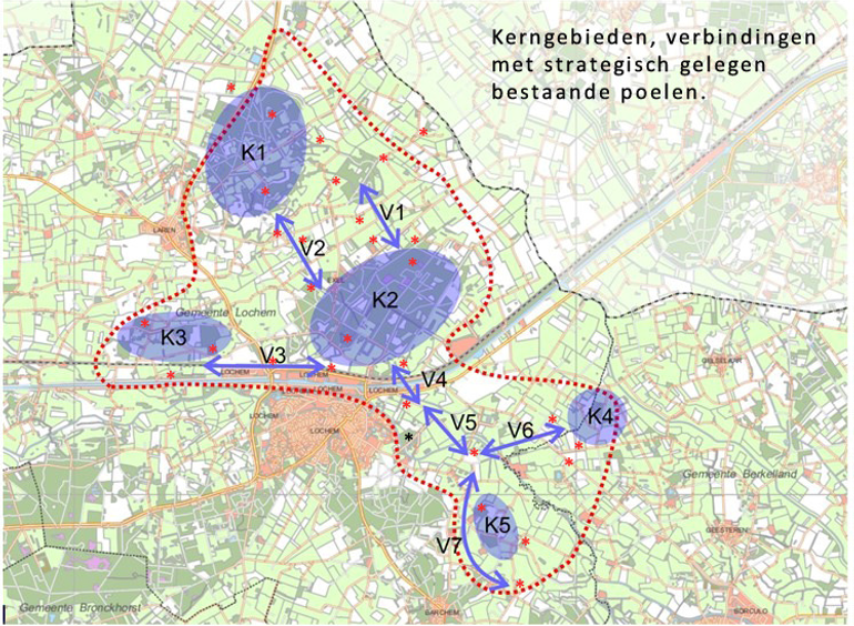 Het onderzochte gebied en de te realiseren verbindingen