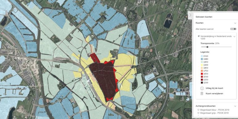 Utrecht op kaart Verstedelijking sinds 1200