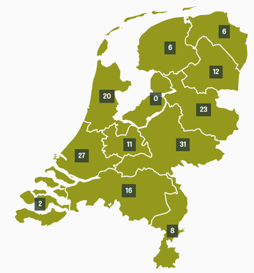 Aantal deelnemers aan de Nationale vleermuistelling per provincie