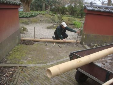 Bouwen met bamboe, Japanse tuin Hortus botanicus