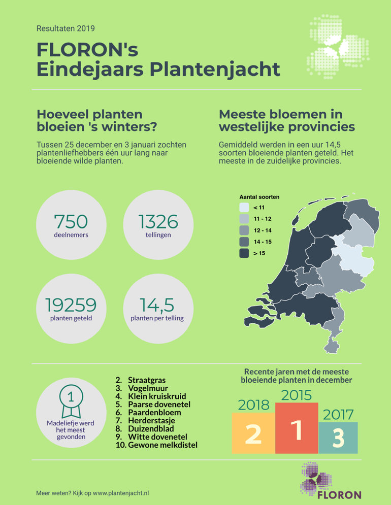 Resultaten van de Eindejaars plantenjacht in een notendop