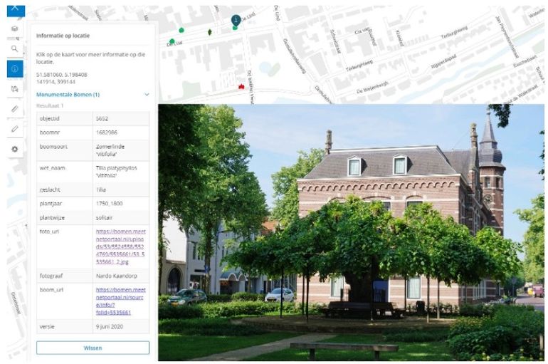 Marialinde Oisterwijk op kaart Monumentale bomen