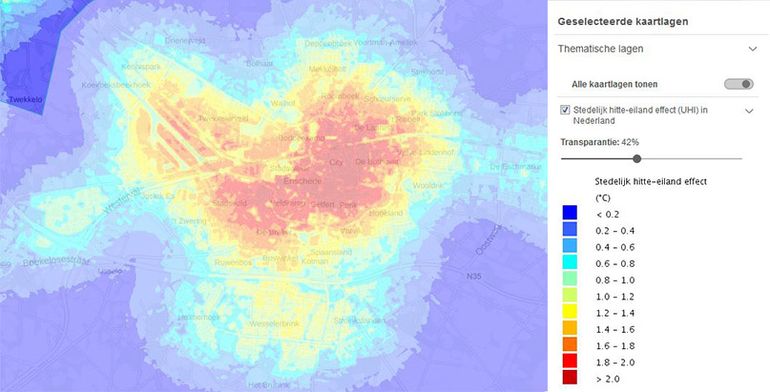Enschede op de kaart Stedelijk hitte-eiland effect