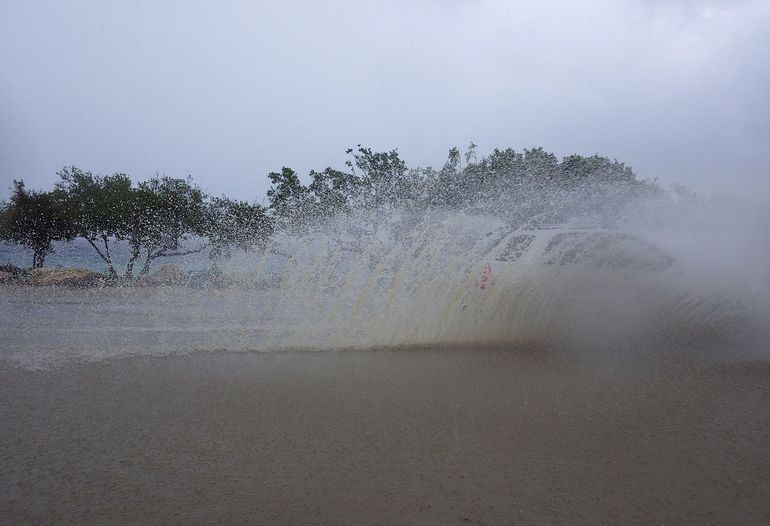 Afstromend regenwater op Bonaire
