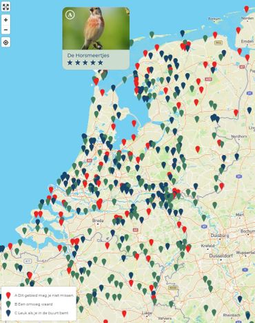 De 350 vogelgebieden in Nederland