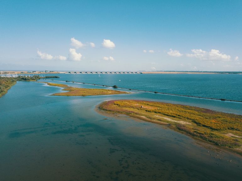 De Haringvlietsluizen vanuit Scheelhoek