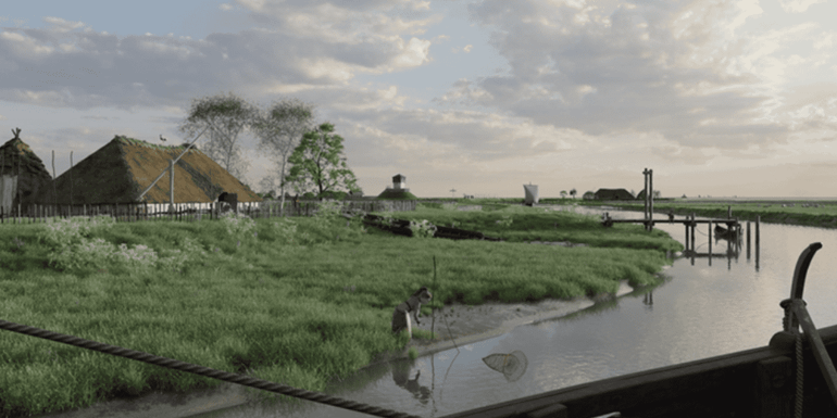 Een boerderij op een terp in 1150