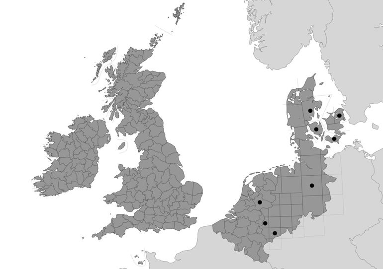 Verspreiding van Nemapogon fungivorella in Noordwest-Europa