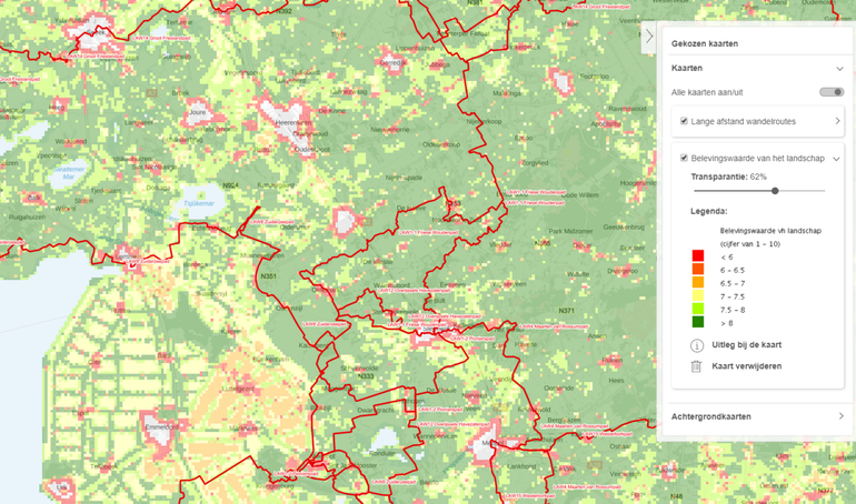 Belevingswaarde van het landschap in het noorden met de landelijke wandelroutes