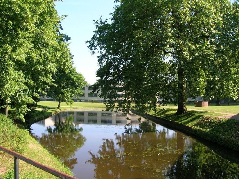 Een deel van de stadsgracht in Wageningen