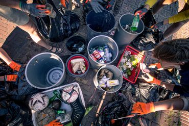 Sorting waste after a clean-up