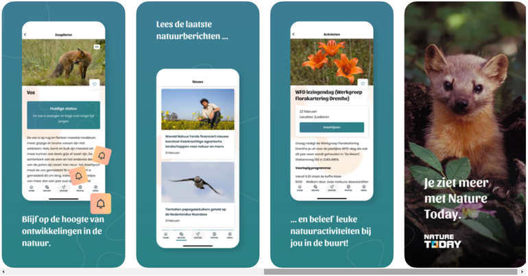 Screenshot apps Nature Today in de app stores