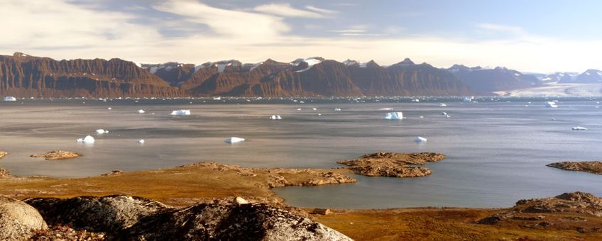 View of Kangertittivaq in eastern Greenland, one of the largest sund/fjord system in the world