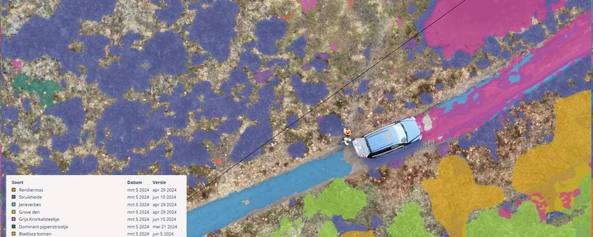 Mapping met AI - Luchtfoto met ingekleurde soorten