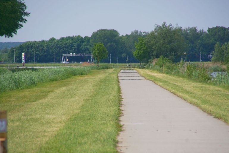 Brede, kort gemaaide berm. Hier is ruimte genoeg voor gefaseerd maaien. Waarom niet een gedeelte bij het maaien laten staan?