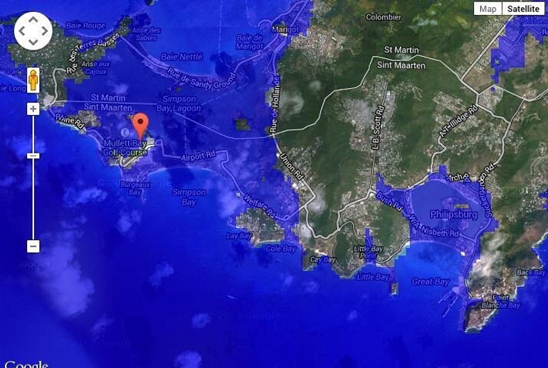 In 2015 the Sint Maarten Nature Foundation conducted a study which modeled what the island will look like with just 1.5 meters of sea-level rise