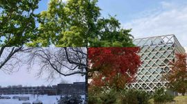 Atlasgebouw met moseik in 4 seizoenen ineen