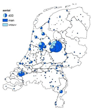 Verhouding man/vrouw tafeleend per watervogeltelgebied