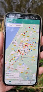 In de app zie je meteen je bijdrage op de kaart. Aan de hand van een kleurcode zie je de kwaliteitscategorie van je onderzochte oever