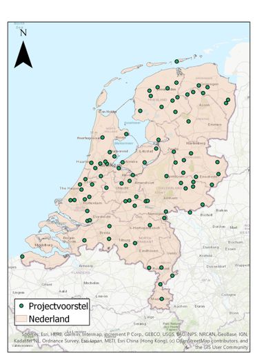 Spreiding van de inzendingen over heel Nederland