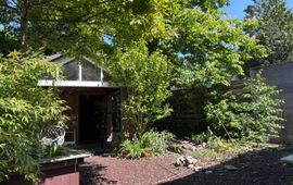 Natuurlijke tuin met houtsnippers