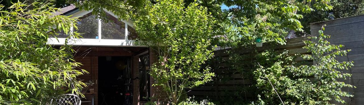 Natuurlijke tuin met houtsnippers