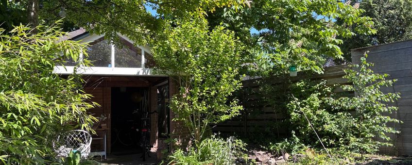 Natuurlijke tuin met houtsnippers