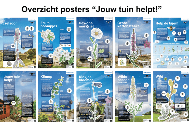 De posters in de serie "Jouw tuin helpt!"